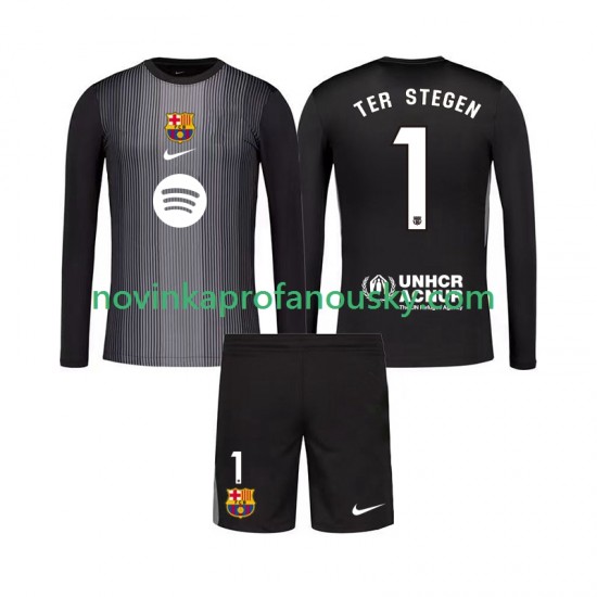 FC Barcelona Dres Ter Stegen 1 Brankářské Alternativní Fotbalové Dresy pro Děti 2025-2026 Dlouhý rukáv