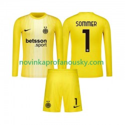 Inter Milán Dres Yann Sommer 1 Brankářské Venkovní Fotbalové Dresy pro Děti 2025-2026 Dlouhý rukáv