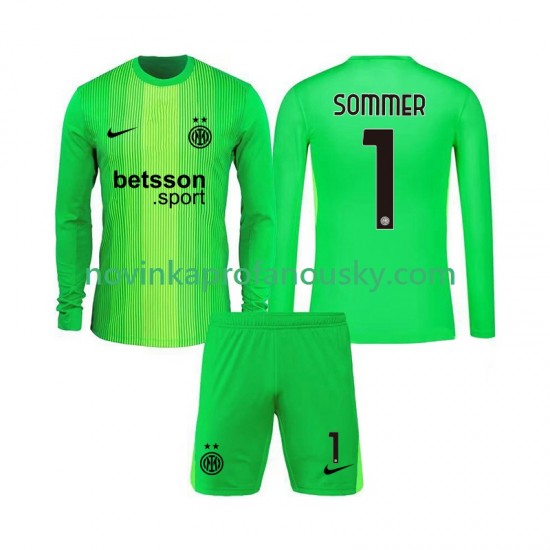 Inter Milán Dres Yann Sommer 1 Brankářské Alternativní Fotbalové Dresy pro Děti 2025-2026 Dlouhý rukáv
