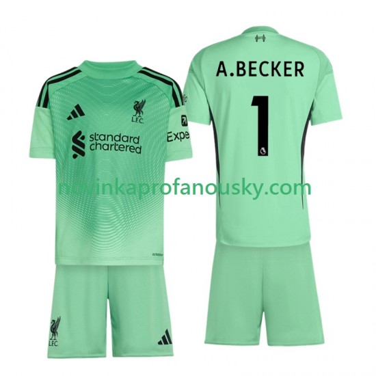 Liverpool Dres Alisson Becker 1 Brankářské Domácí Fotbalové Dresy pro Děti 2025-2026 Krátký rukáv