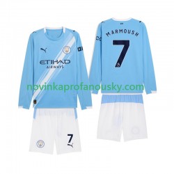 Manchester City Dres Omar Marmoush 7 Domácí Fotbalové Dresy pro Děti 2025-2026 Dlouhý rukáv