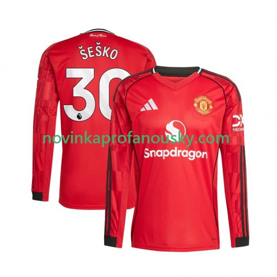 Manchester United Dres Benjamin Sesko 30 Domácí Fotbalové Dresy pro Muže 2025-2026 Dlouhý rukáv