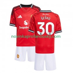 Manchester United Dres Benjamin Sesko 30 Domácí Fotbalové Dresy pro Děti 2025-2026 Krátký rukáv
