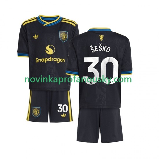 Manchester United Dres Benjamin Sesko 30 Alternativní Fotbalové Dresy pro Děti 2025-2026 Krátký rukáv