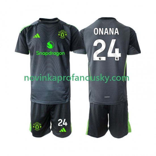 Manchester United Dres Andre Onana 24 Brankářské Venkovní Fotbalové Dresy pro Děti 2025-2026 Krátký rukáv