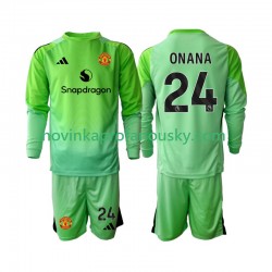 Manchester United Dres Andre Onana 24 Brankářské Čtvrtý Fotbalové Dresy pro Děti 2025-2026 Dlouhý rukáv