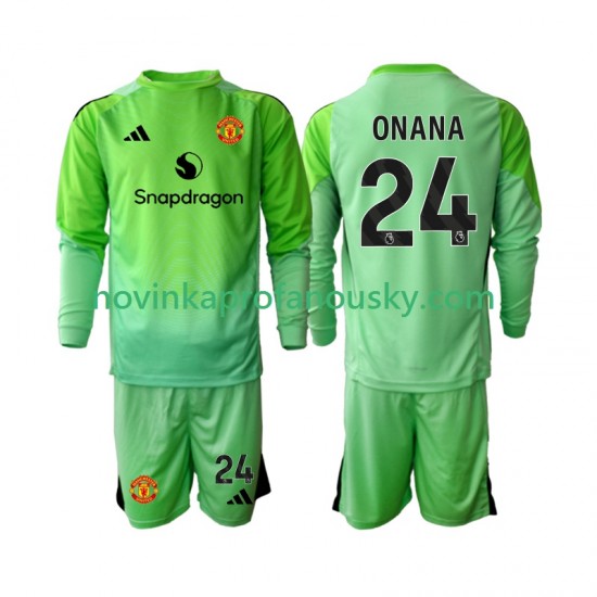 Manchester United Dres Andre Onana 24 Brankářské Čtvrtý Fotbalové Dresy pro Děti 2025-2026 Dlouhý rukáv