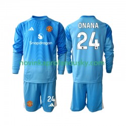 Manchester United Dres Andre Onana 24 Brankářské Domácí Fotbalové Dresy pro Děti 2025-2026 Dlouhý rukáv
