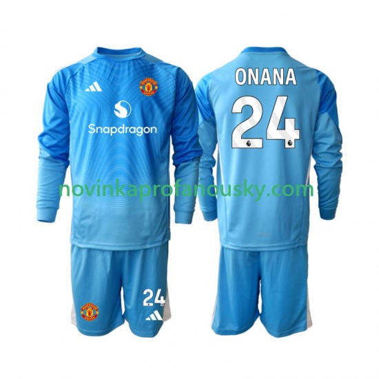 Manchester United Dres Andre Onana 24 Brankářské Domácí Fotbalové Dresy pro Děti 2025-2026 Dlouhý rukáv
