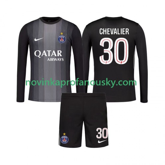 Paris Saint-Germain Dres Lucas Chevalier 30 Brankářské Domácí Fotbalové Dresy pro Děti 2025-2026 Dlouhý rukáv