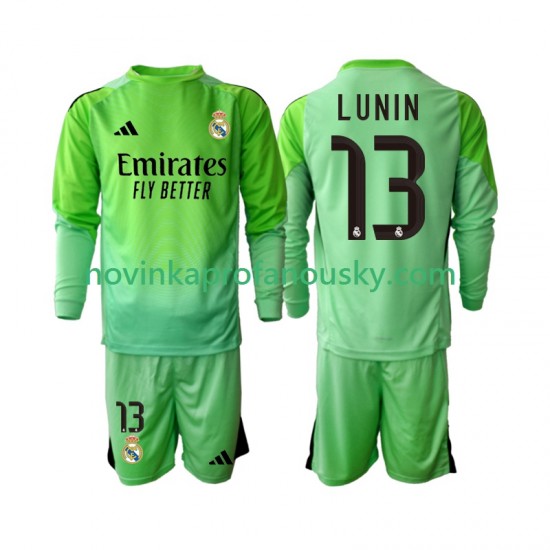 Real Madrid Dres Andriy Lunin 13 Brankářské Venkovní Fotbalové Dresy pro Děti 2025-2026 Dlouhý rukáv