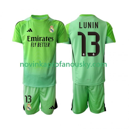 Real Madrid Dres Andriy Lunin 13 Brankářské Venkovní Fotbalové Dresy pro Děti 2025-2026 Krátký rukáv