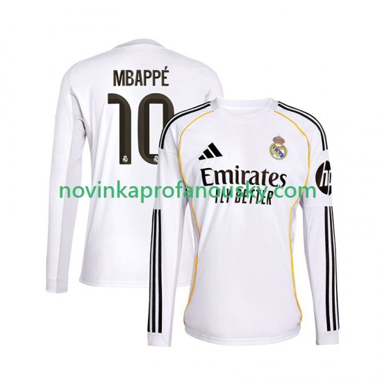 Real Madrid Dres Mbappé Kylian 10 Domácí Fotbalové Dresy pro Muže 2025-2026 Dlouhý rukáv