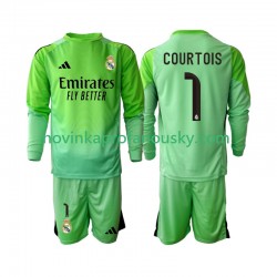 Real Madrid Dres Thibaut Courtois 1 Venkovní Fotbalové Dresy pro Děti 2025-2026 Dlouhý rukáv