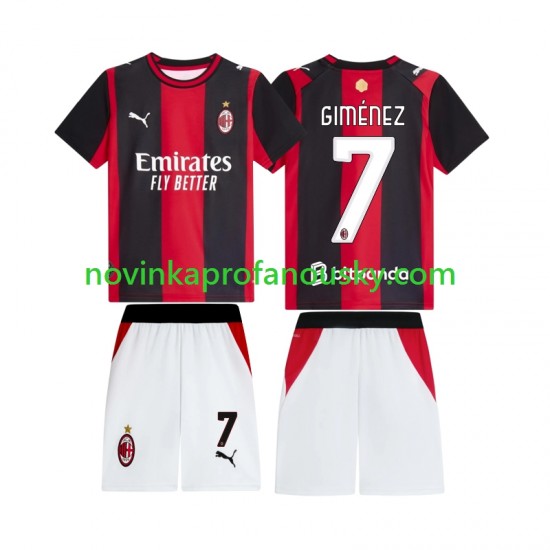 AC Milán Dres Gimenez 7 Domácí Fotbalové Dresy pro Děti 2026-2027 Krátký rukáv