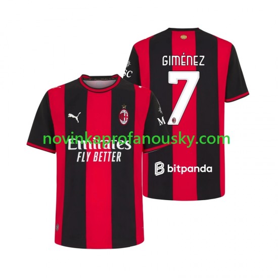 AC Milán Dres Gimenez 7 Domácí Fotbalové Dresy pro Muže 2026-2027 Krátký rukáv