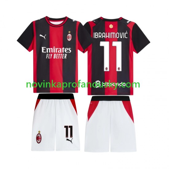 AC Milán Dres Ibrahimović 11 Domácí Fotbalové Dresy pro Děti 2026-2027 Krátký rukáv