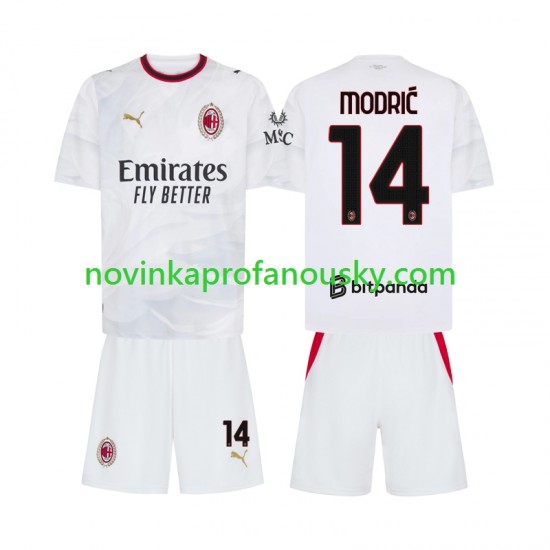 AC Milán Dres Modrić Luka 14 Venkovní Fotbalové Dresy pro Děti 2026-2027 Krátký rukáv