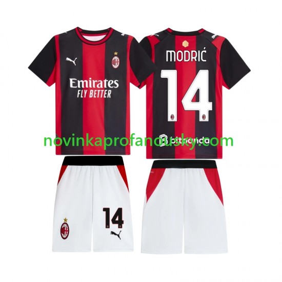 AC Milán Dres Modrić Luka 14 Domácí Fotbalové Dresy pro Děti 2026-2027 Krátký rukáv