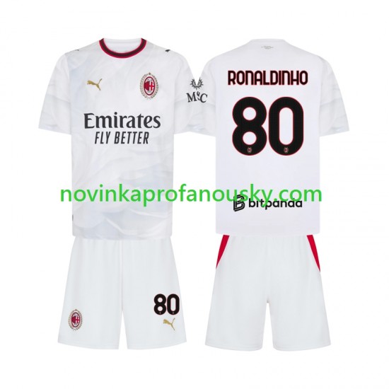 AC Milán Dres Ronaldinho 80 Venkovní Fotbalové Dresy pro Děti 2026-2027 Krátký rukáv
