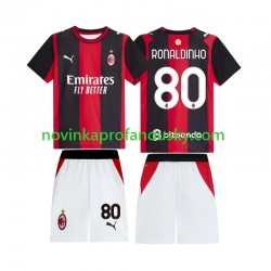 AC Milán Dres Ronaldinho 80 Domácí Fotbalové Dresy pro Děti 2026-2027 Krátký rukáv