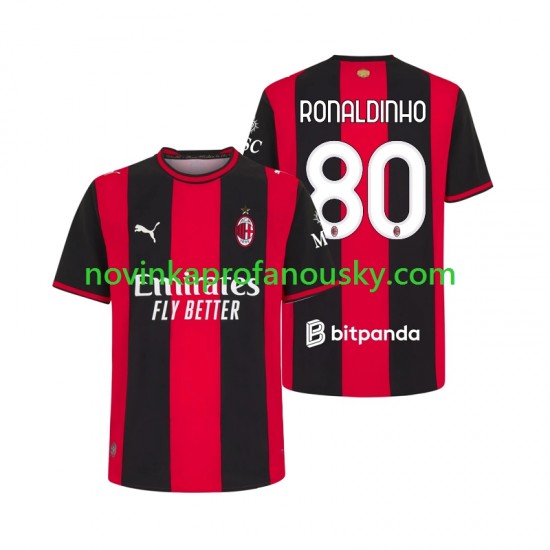 AC Milán Dres Ronaldinho 80 Domácí Fotbalové Dresy pro Muže 2026-2027 Krátký rukáv