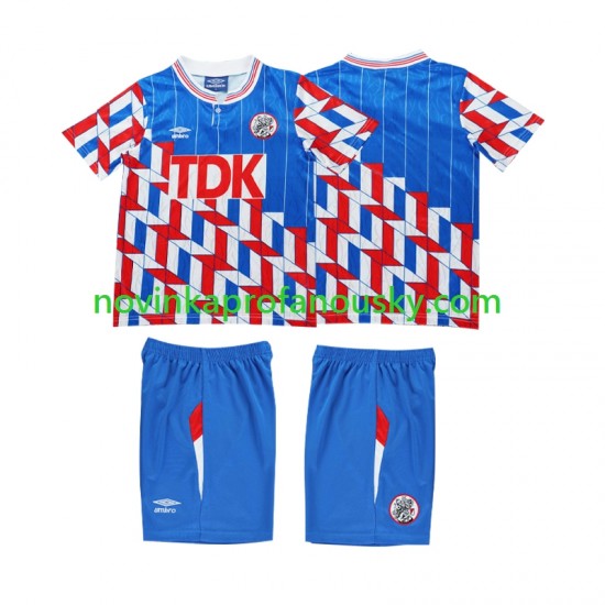 AFC Ajax Dres 1989 1990 Retro Venkovní Fotbalové Dresy pro Děti Dlouhý rukáv