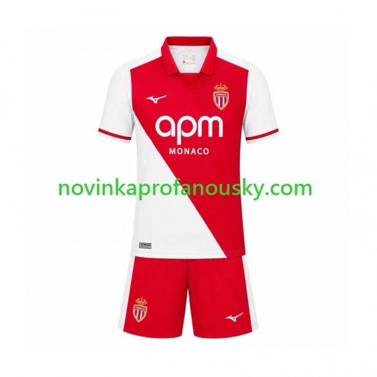 AS Monaco Dres Domácí Fotbalové Dresy pro Děti 2026-2027 Krátký rukáv