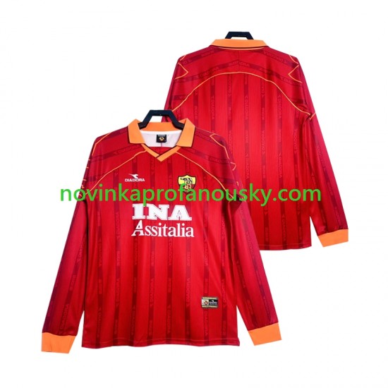 AS Řím Dres 2000 Retro Domácí Fotbalové Dresy pro Muže 1999 Dlouhý rukáv
