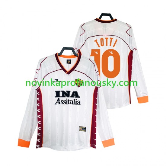 AS Řím Dres Totti 10 2000 Retro Venkovní Fotbalové Dresy pro Muže 1999 Dlouhý rukáv