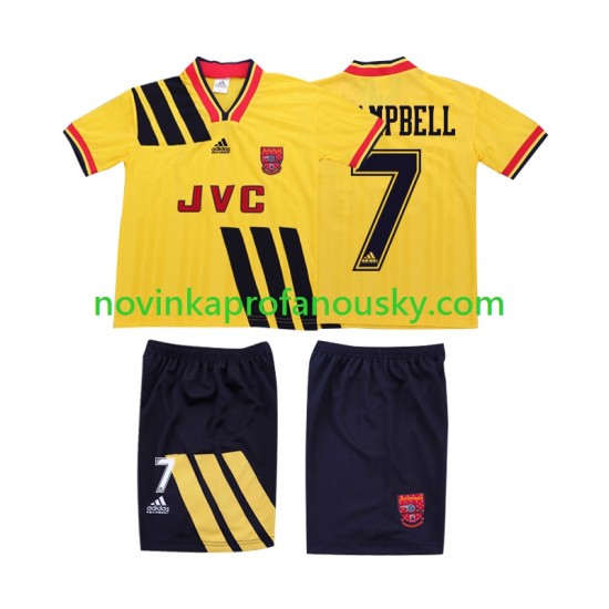Arsenal Dres CAMPBELL 7 1993 Retro Venkovní Fotbalové Dresy pro Děti 1994 Krátký rukáv