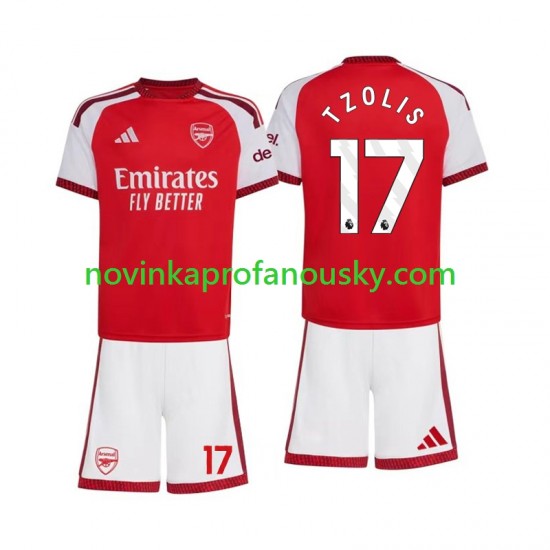 Arsenal Dres Christos Tzolis 17 Domácí Fotbalové Dresy pro Děti 2026-2027 Krátký rukáv