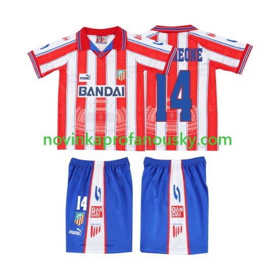 Atlético Madrid Dres SIMEONE 14 1996 1997 Retro Domácí Fotbalové Dresy pro Děti Krátký rukáv