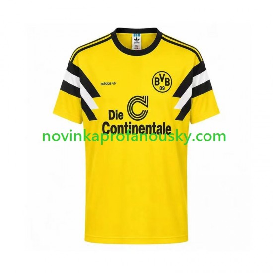 Borussia Dortmund Dres 1989 Retro Domácí Fotbalové Dresy pro Muže Krátký rukáv