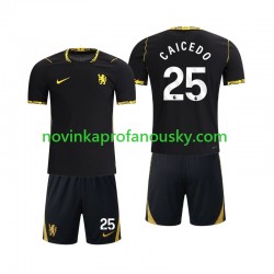 Chelsea Dres Moises Caicedo 25 Venkovní Fotbalové Dresy pro Děti 2026-2027 Krátký rukáv