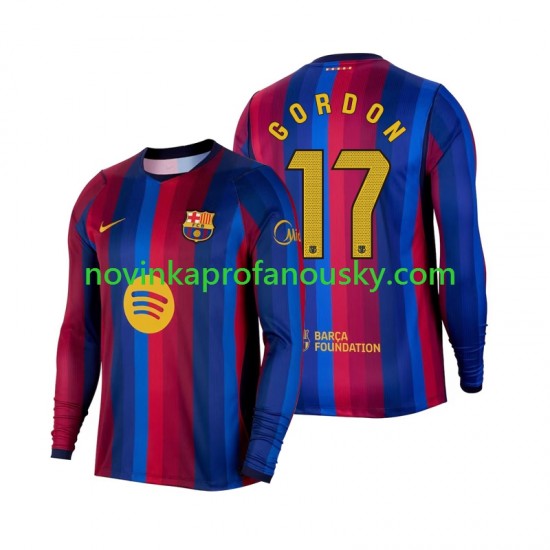 FC Barcelona Dres Anthony Gordon 17 Domácí Fotbalové Dresy pro Muže 2026-2027 Dlouhý rukáv