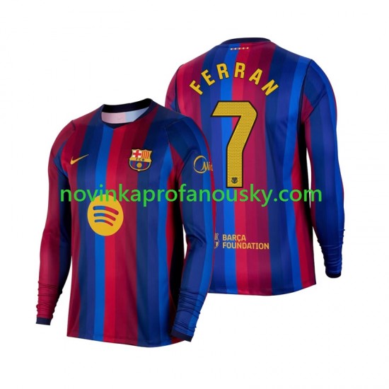 FC Barcelona Dres Ferran Torres 7 Domácí Fotbalové Dresy pro Muže 2026-2027 Dlouhý rukáv