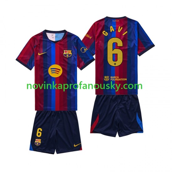 FC Barcelona Dres Gavi 6 Domácí Fotbalové Dresy pro Děti 2026-2027 Krátký rukáv