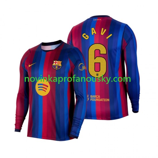 FC Barcelona Dres Gavi 6 Domácí Fotbalové Dresy pro Muže 2026-2027 Dlouhý rukáv