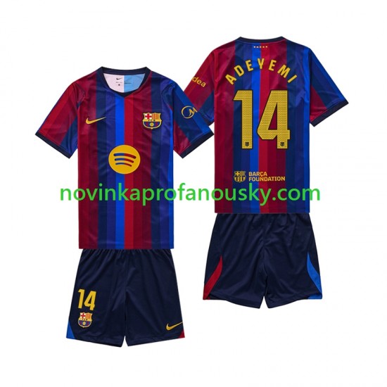 FC Barcelona Dres Karim Adeyemi 14 Domácí Fotbalové Dresy pro Děti 2026-2027 Krátký rukáv