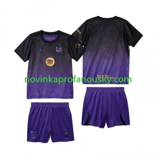 FC Barcelona Dres Venkovní Fotbalové Dresy pro Děti 2026-2027 Krátký rukáv