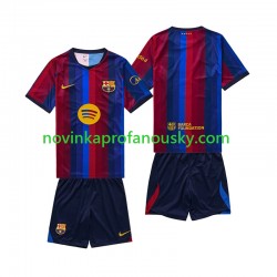 FC Barcelona Dres Domácí Fotbalové Dresy pro Děti 2026-2027 Krátký rukáv