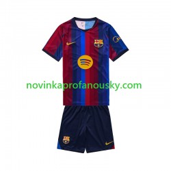 FC Barcelona Dres Domácí Fotbalové Dresy pro Děti 2026-2027 Krátký rukáv