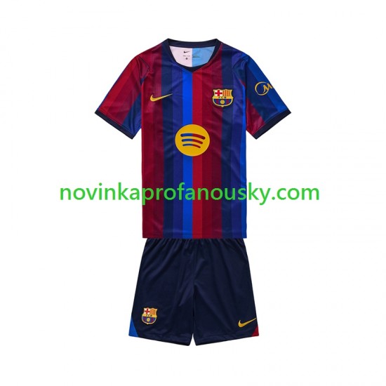 FC Barcelona Dres Domácí Fotbalové Dresy pro Děti 2026-2027 Krátký rukáv