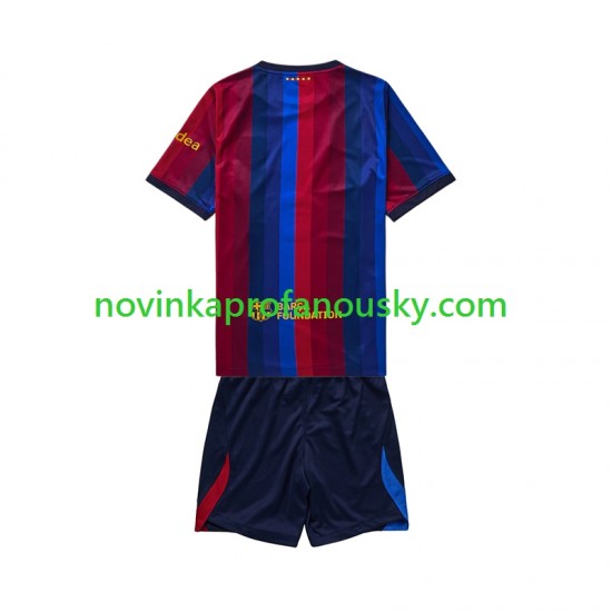 FC Barcelona Dres Domácí Fotbalové Dresy pro Děti 2026-2027 Krátký rukáv