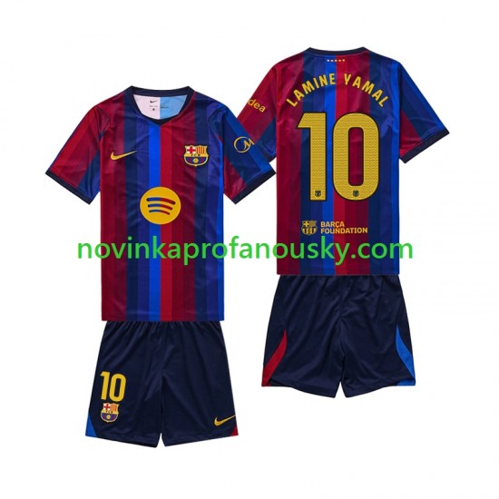 FC Barcelona Dres Lamine Yamal 10 Domácí Fotbalové Dresy pro Děti 2026-2027 Krátký rukáv