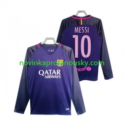 FC Barcelona Dres Lionel Messi 10 2016 2017 Retro Venkovní Fotbalové Dresy pro Muže Dlouhý rukáv
