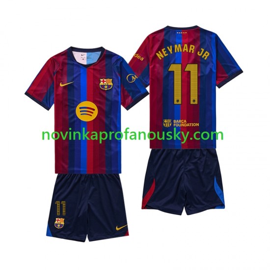 FC Barcelona Dres Neymar JR 11 Domácí Fotbalové Dresy pro Děti 2026-2027 Krátký rukáv