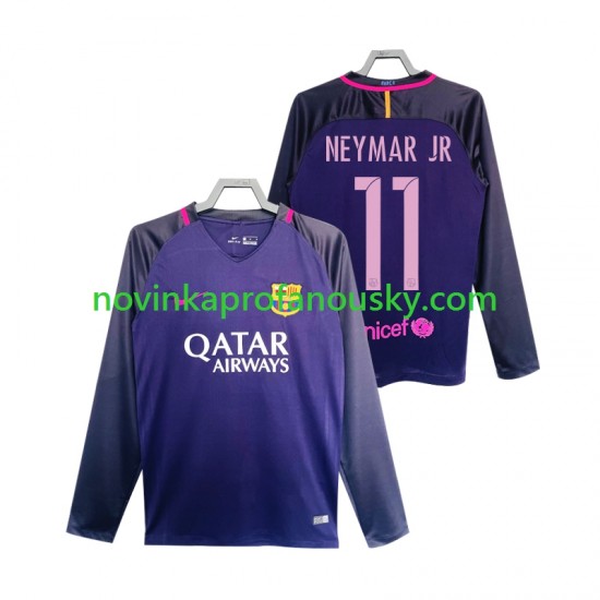 FC Barcelona Dres Neymar JR 11 2016 2017 Retro Venkovní Fotbalové Dresy pro Muže Dlouhý rukáv