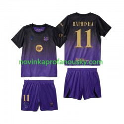 FC Barcelona Dres Raphinha 11 Venkovní Fotbalové Dresy pro Děti 2026-2027 Krátký rukáv